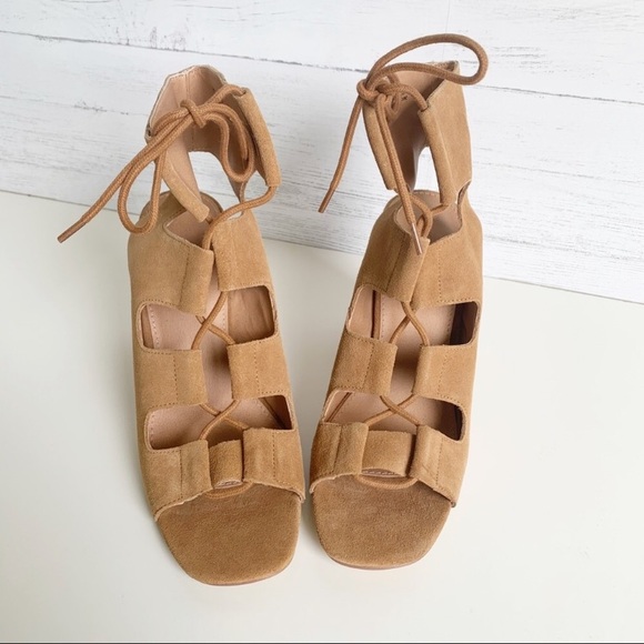 NEW Urban Outfitters Ginger Suede Lace-Up Heels - Picture 7 of 15
